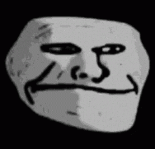 Black And White Troll Face With Smiley Face GIF