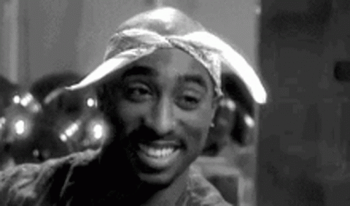 Black And White Tupac Shakur With Bandana And Hat GIF