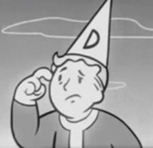 Black and White Vault Boy with Hat Letter D
