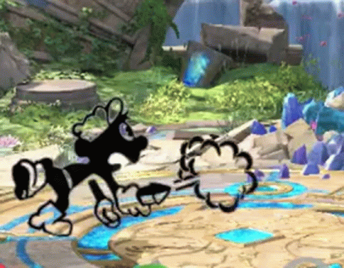 Black and White Video Game Cartoon Character