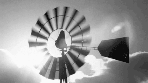 Black And White Windmill Art GIF
