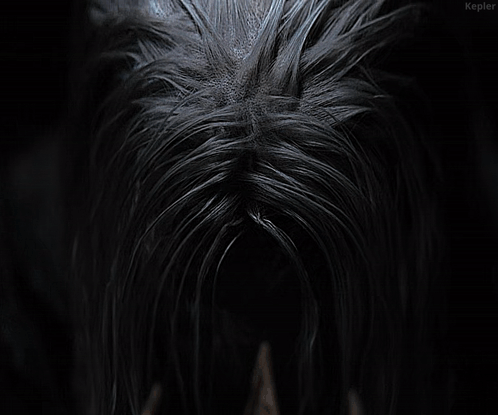 Black And White Witch With Long Hair GIF