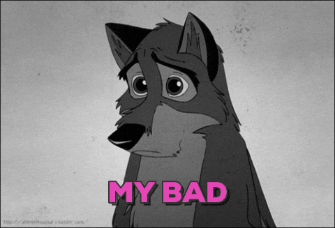 Black and White Wolf Saying My Bad
