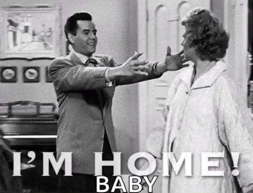 Black and White Woman at Door Honey I'm Home