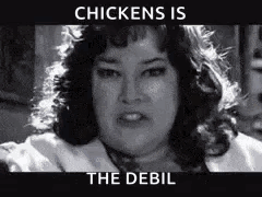 Black and White Woman Chickens Is the Debil
