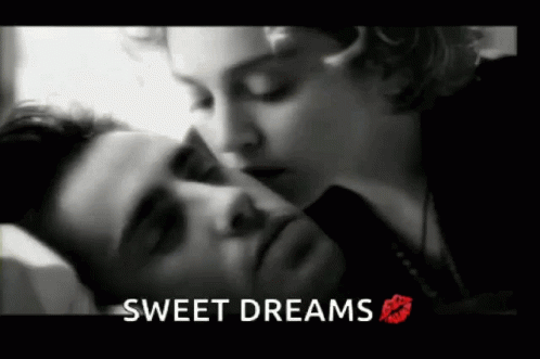 Black And White Woman Kissing Man Sweet Dreams GIF