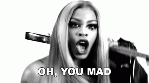 Black and White Woman Mouth Open Oh You Mad