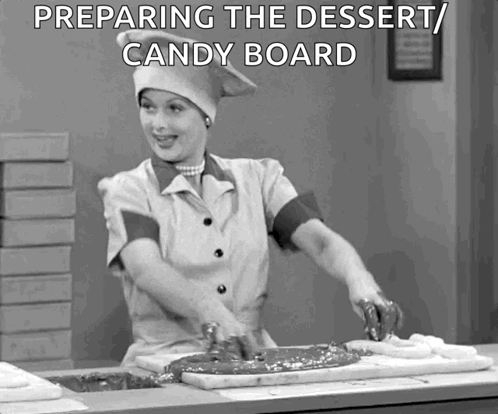 Black And White Woman Preparing Dessert Candy Board GIF