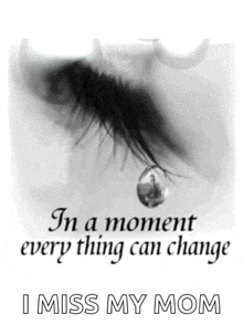 Black and White Woman's Eye with Tear and Quote