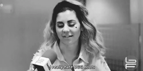 Black And White Woman Saying I Really Hate Ugg Boots GIF
