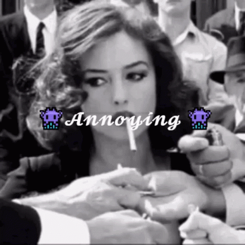 Black and White Woman Smoking Cigarette Annoying