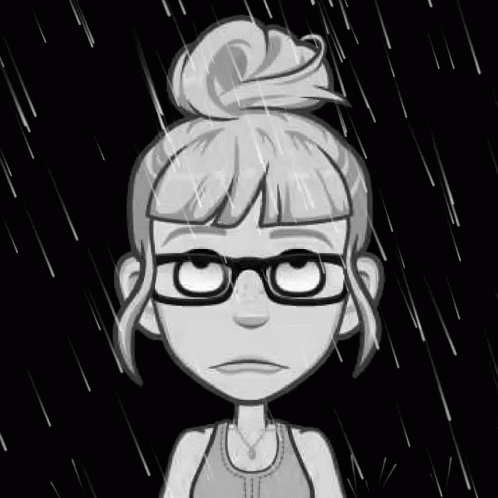 Black And White Woman With Glasses And Bun In Rain GIF