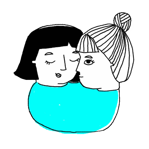 Black and White Women Kissing