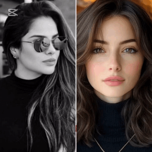 Black and White Women with Sunglasses and Black Turtleneck