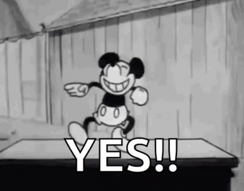 Black And White Yes Mickey GIF
