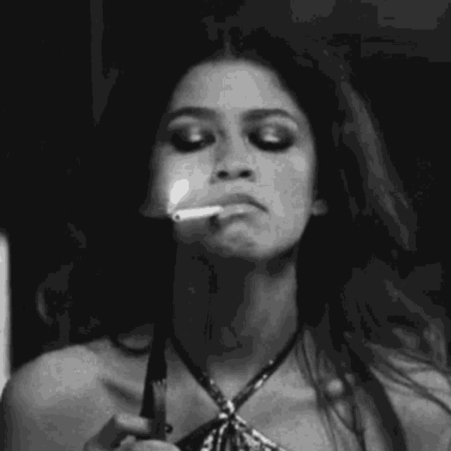 Black And White Zendaya Smoking GIF