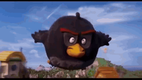 Black Angry Bird Flying GIF