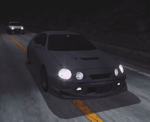 Black Anime Car Zigzag Drive GIF