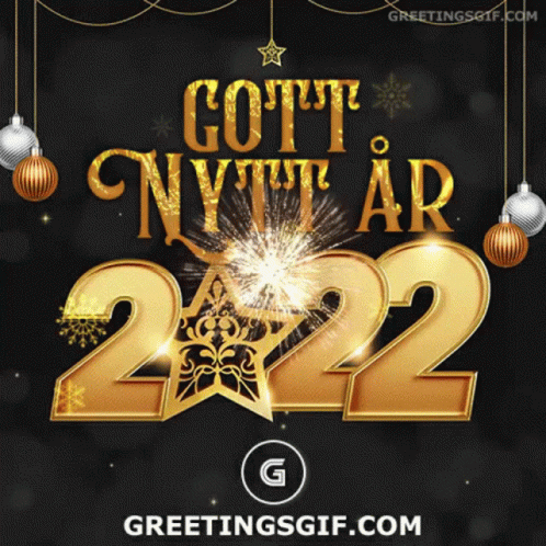 Black Background Gold Letters Gott Nytt År 2022