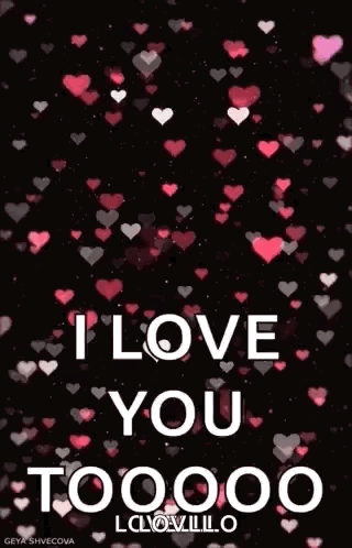 Black Background Red White Hearts I Love You Toooo GIF