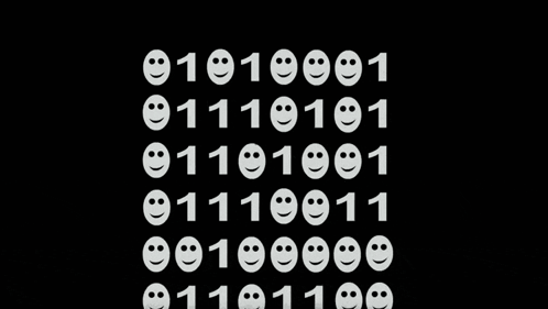Black Background White Smiley Faces Numbers