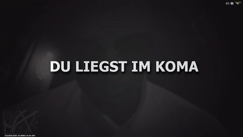 Black Background White Text du liegst im koma