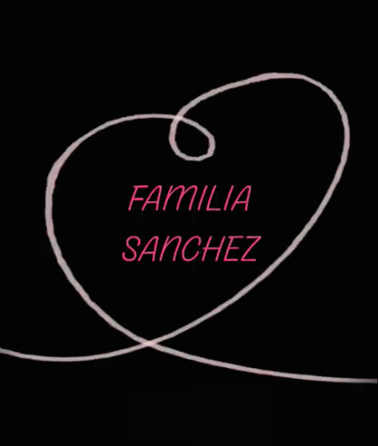 Black Background With Familia Sanchez in Pink