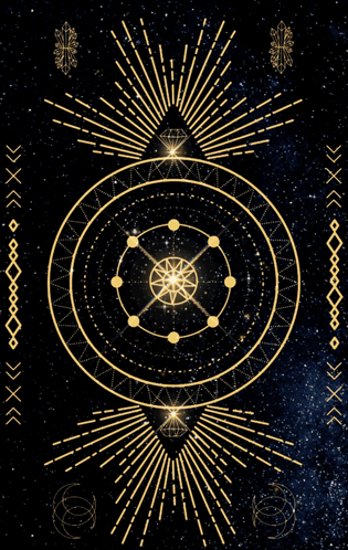 Black Background with Gold Circles and Star