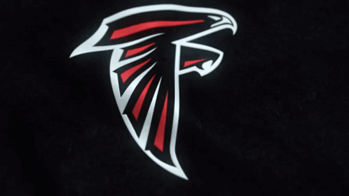 Black Background With Red White And Black Falcons Logo GIF