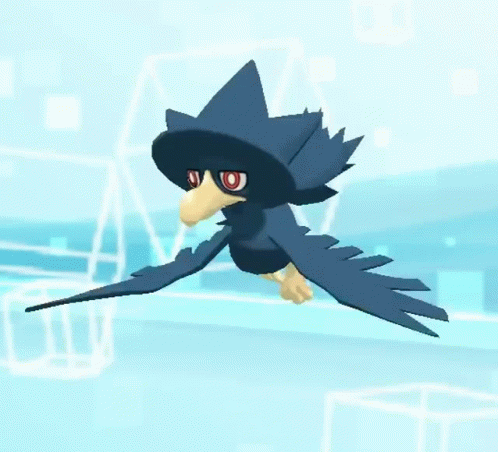 Black Bird Flying with Red Eyes and Long Beak