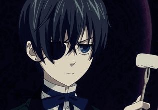 Black Butler Eating Marshmallow Grumpily GIF
