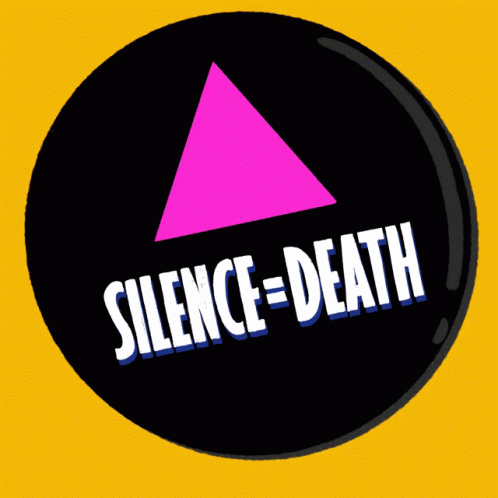 Black Button With Pink Triangle Fight AIDS Act Now GIF