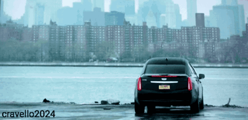 Black Car With New York License Plate On Shore GIF