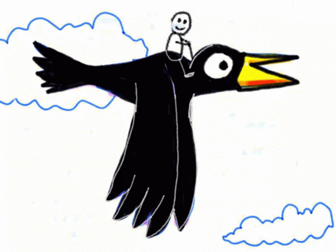 Black Cartoon Bird Flying GIF