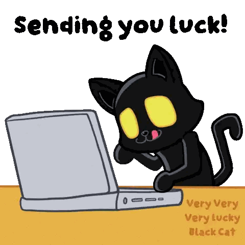 Black Cat at Laptop Sending You Luck