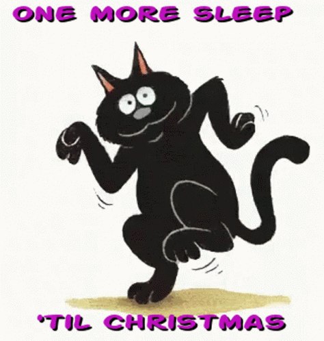 Black Cat Dancing One More Sleep Til Christmas GIF