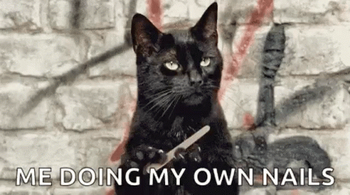 Black Cat Doing Own Nail File GIF