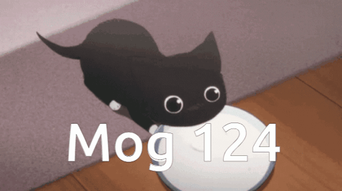 Black Cat Drinking Milk From Bowl With Mog 124 GIF