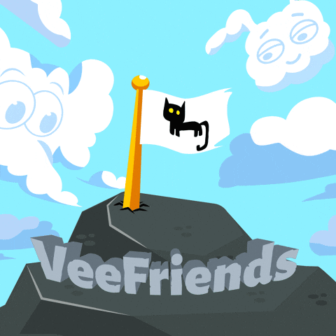 Black Cat Flag On Mountain With Veefriends GIF