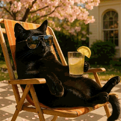 Black Cat In Sunglasses Holding Lemonade GIF