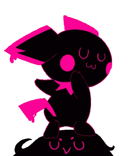 Black Cat Silhouette with Pink Ears and Scarf
