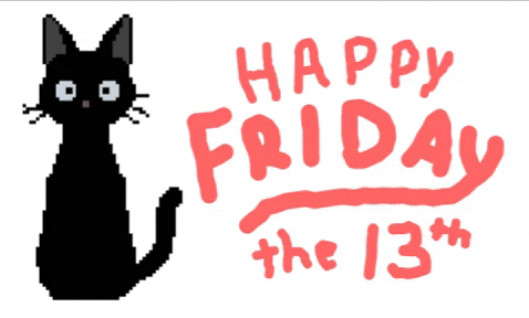 Black Cat Sitting Happy Friday The 13th GIF