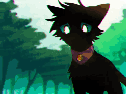 Black Cat With Blue Eyes And Collar GIF