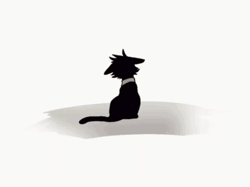 Black Cat With Blue Eyes and Red Tail
