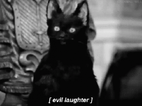 Black Cat with Horns and Evil Laughter
