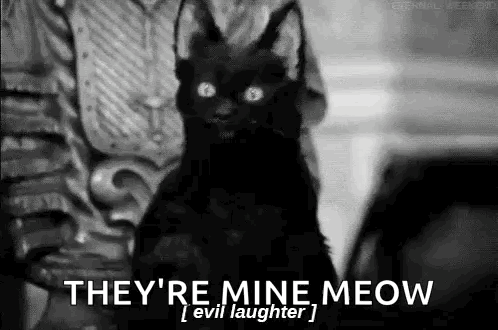 Black Cat with Horns Saying Meow
