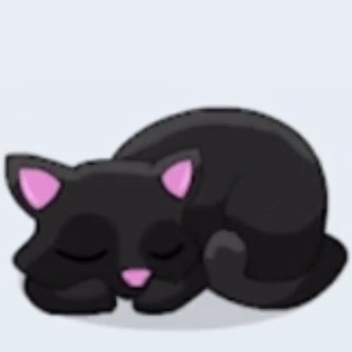 Black Cat With Pink Ears Sleeping