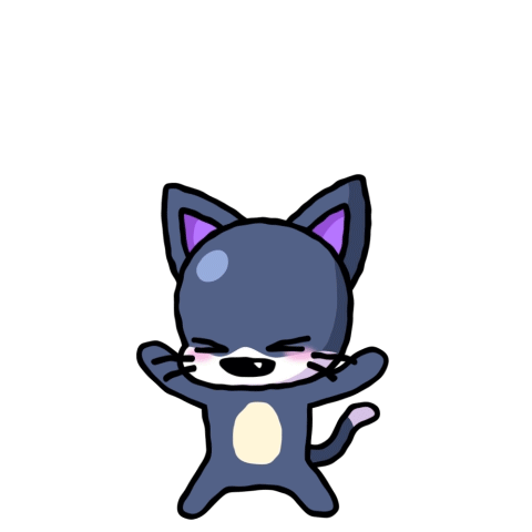 Black Cat With Purple Ears Dancing