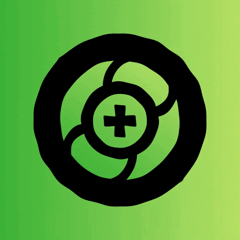 Black Circle With Green Cross