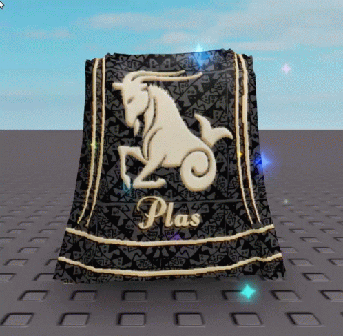 Black Cloth With Goat And Word Plas GIF